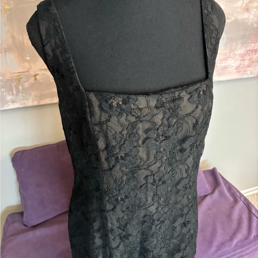 Jones New York Vintage  Elegant Black Dress‎ Lace Overlay Size 8 - Picture 5 of 10